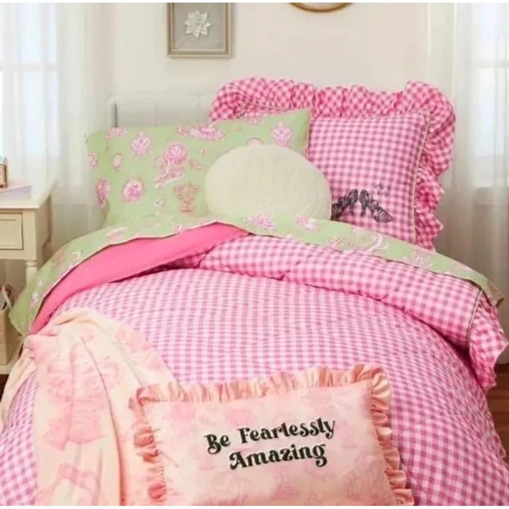 Wicked: For Good X Katie Kime Green & Pink FULL Size Bed Sheet 4 Pc Set NEW
